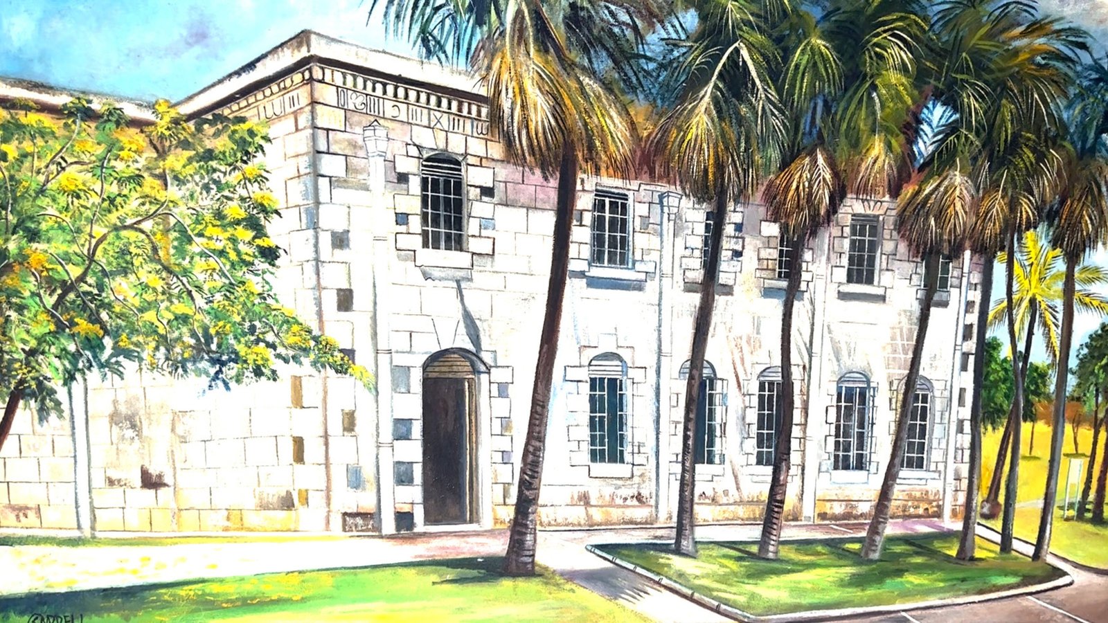 An open-air museum display of antique Jamaican artifacts